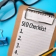 SEO checklist on clipboard.