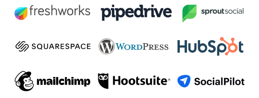 A selection of logos from popular marketing technology platforms.