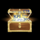 An open treasure chest with different SEO tools and strategies.