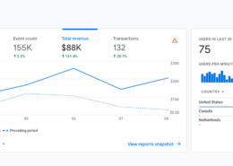 A Google Analytics dashboard showing marketing analytics for a local business.