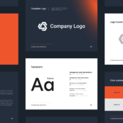 A brand style guide with a collection of different colors and fonts.